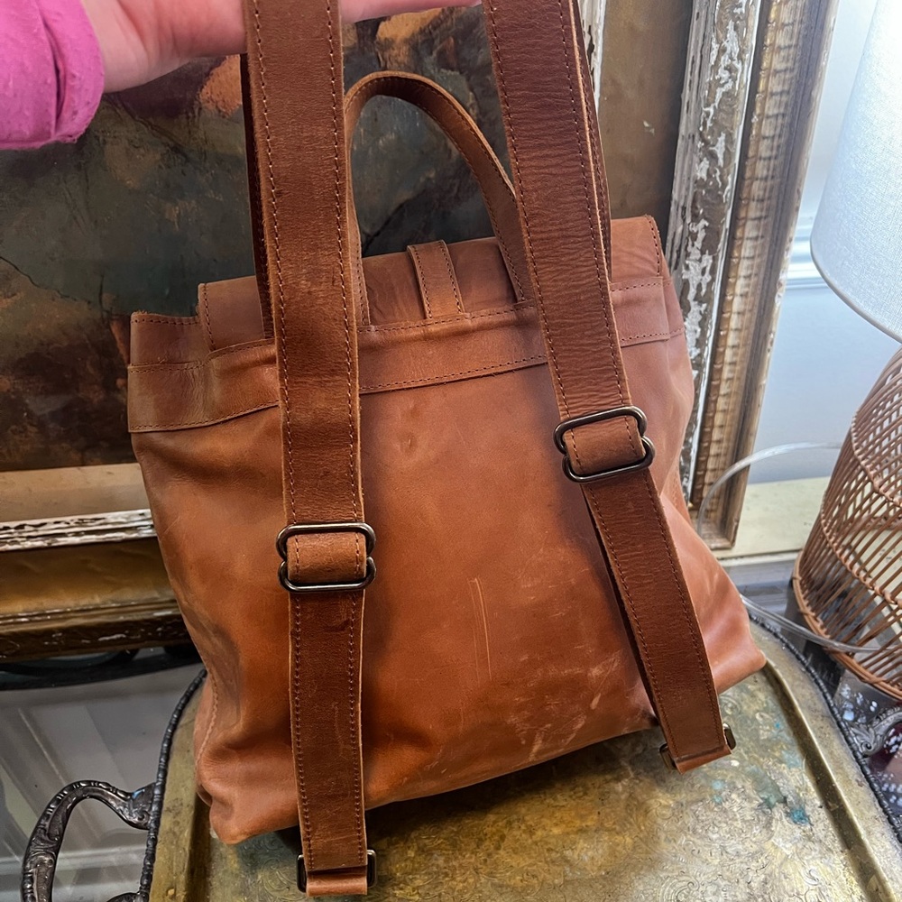 Able Tan Large Leather Backpack - image 5